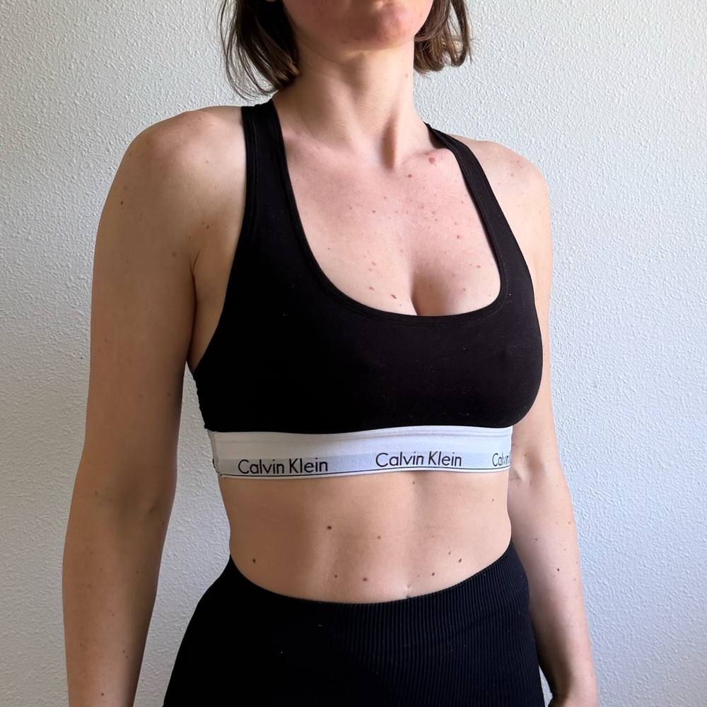 Calvin Klein Black and White Logo Branded Sports Bra Bralette size medium - Picture 5 of 10